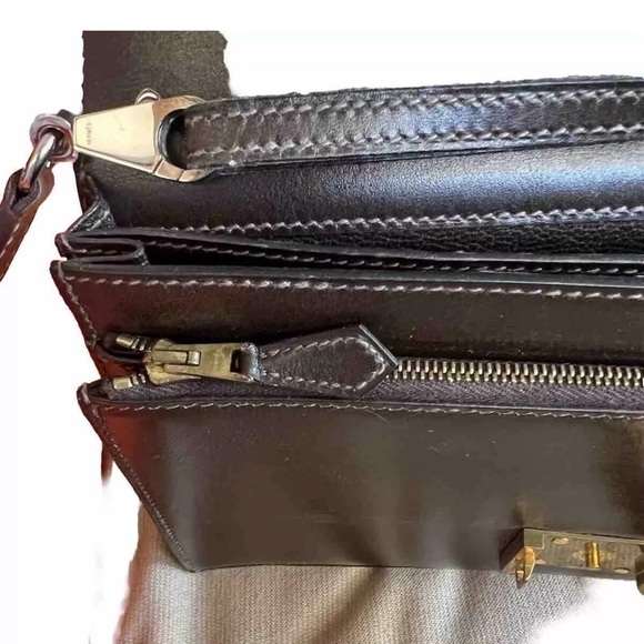 Vintage AUTH HERMES Pochette Clutch Box Leather@Clochette and two keys. - Picture 5 of 12